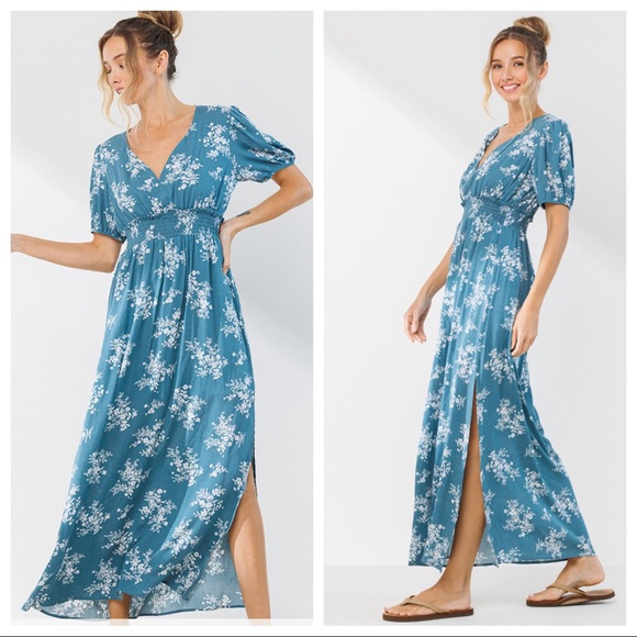 Beautiful Puff Sleeve Floral Maxi Dress - Picture 3 of 5